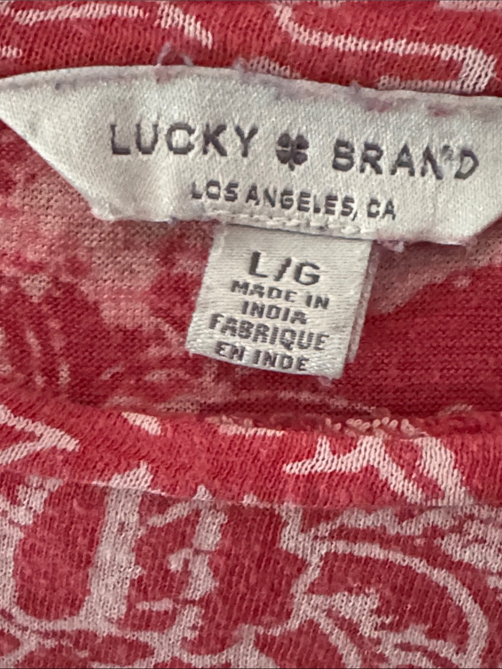 Lucky Brand Red and White Knot-Front Short Sleeve Tee - Picture 3 of 4